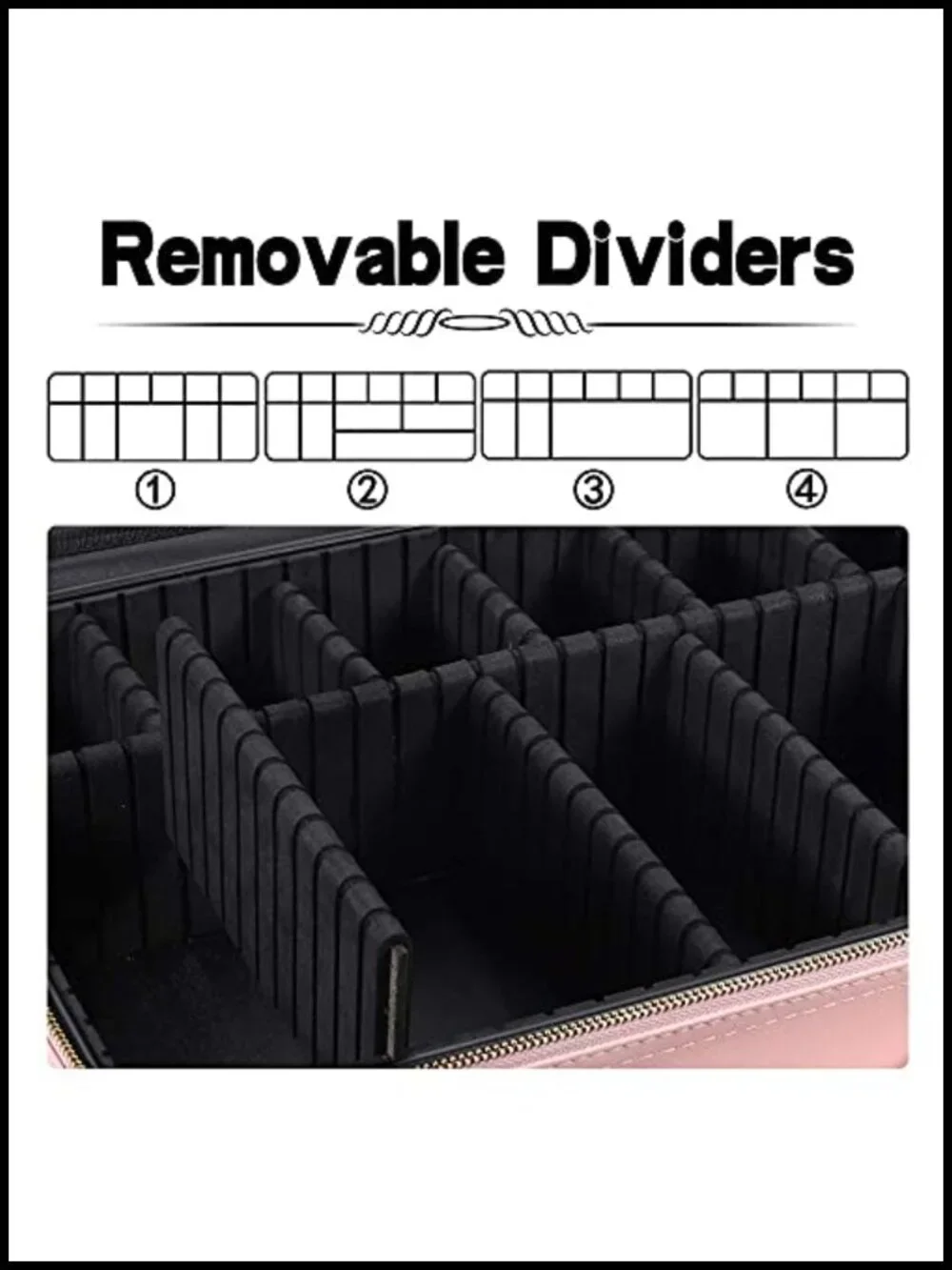 PU Leather Large Capacity Travel Cosmetic Organizer with Adjustable Dividers